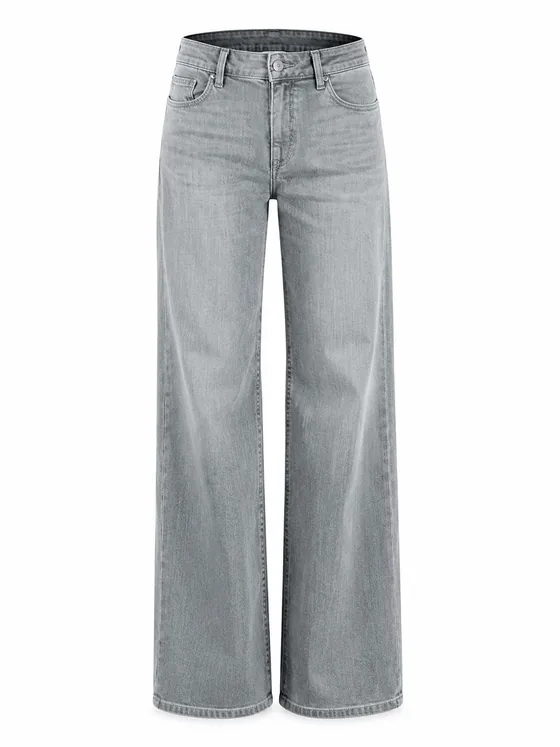 Wide-Leg-Jeans Grey Wash, freigestellt