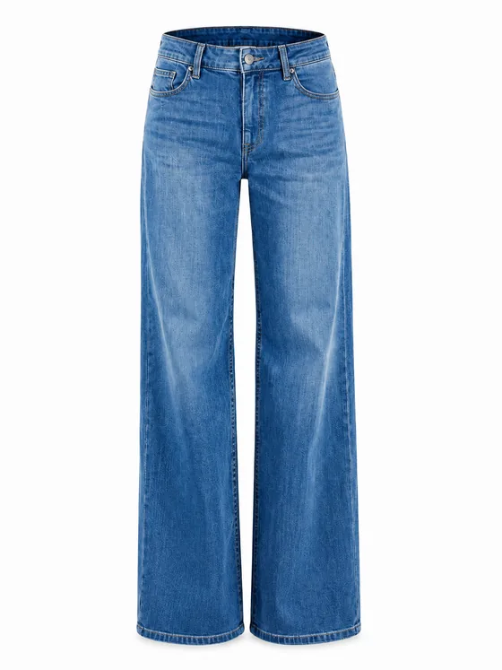 Wide-Leg-Jeans Medium Blue, freigestellt
